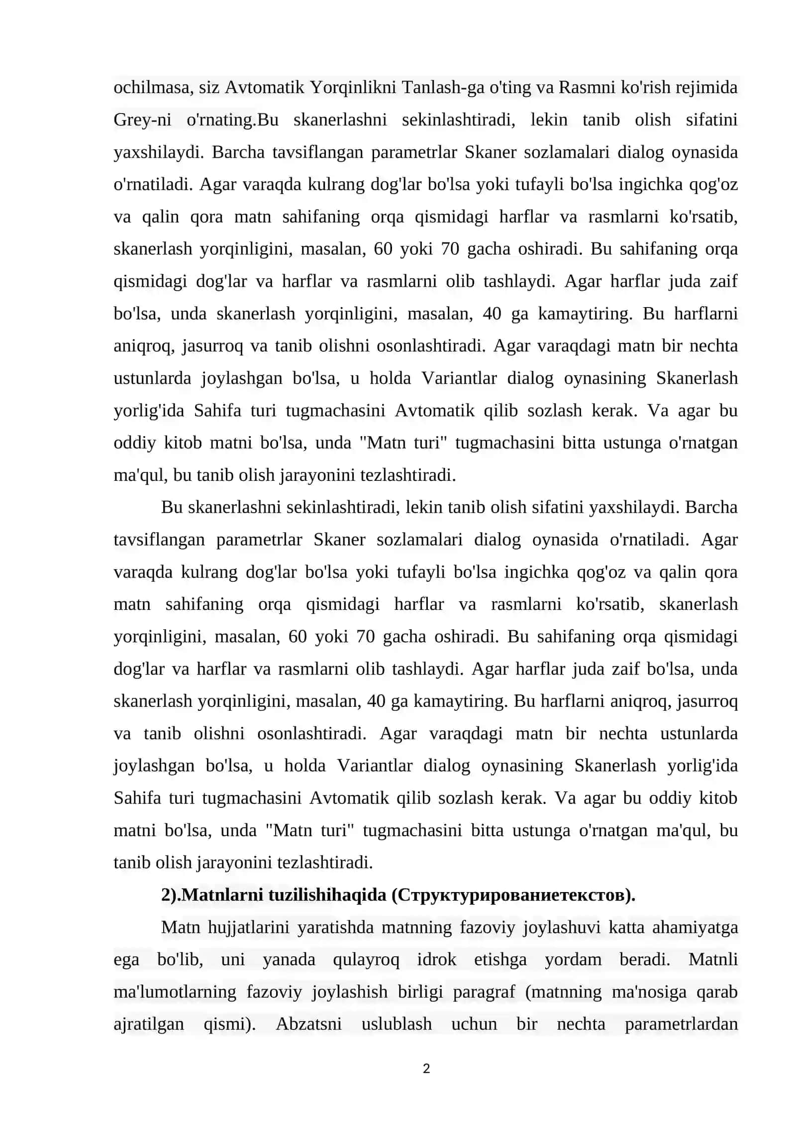 Matnni aniqlash va skanerlash 2