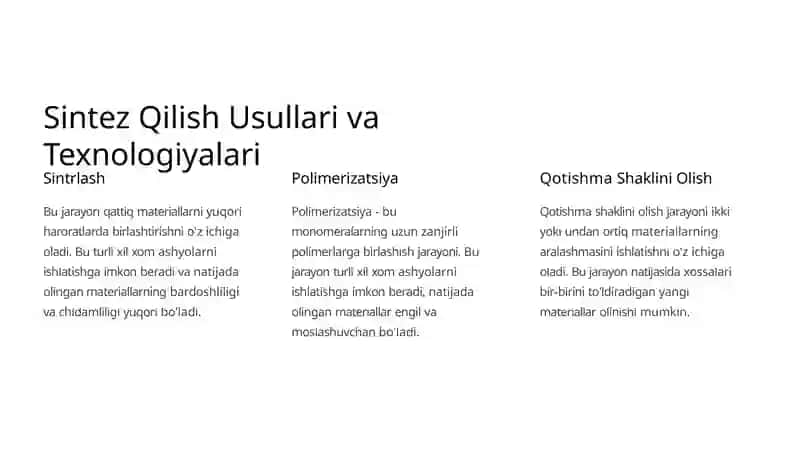 Energiya samarador devorbop materiallarni ishlab ishlab chiqarish texnalogiyalari va fizik-mexanik va issiqlik-fizik xossalarini tadqiq etish. 2