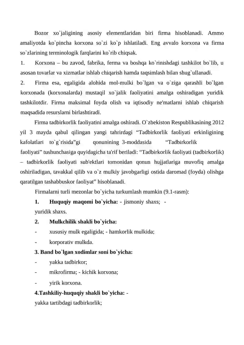 Firma va uning turlari firmaning tashkiliy-huquqlari shakllari 2