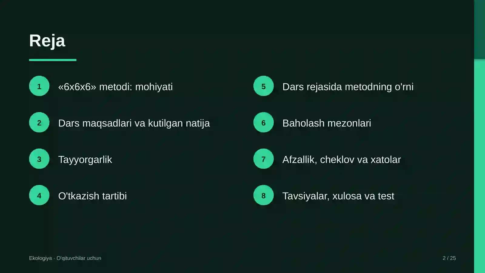 ekologiya darslarida 6x6x6 metodidan foydalanish 2335 2