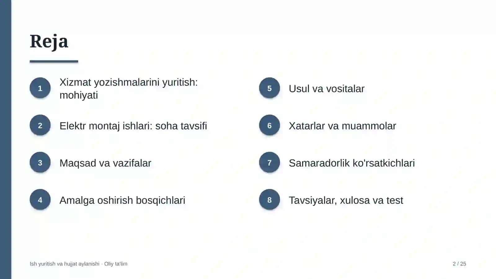 Elektr montaj ishlarida xizmat yozishmalarini yuritish 2