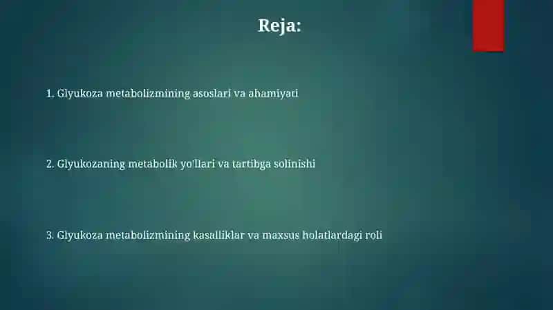 Glukoza metobalizmi va uning ahamiyati 2