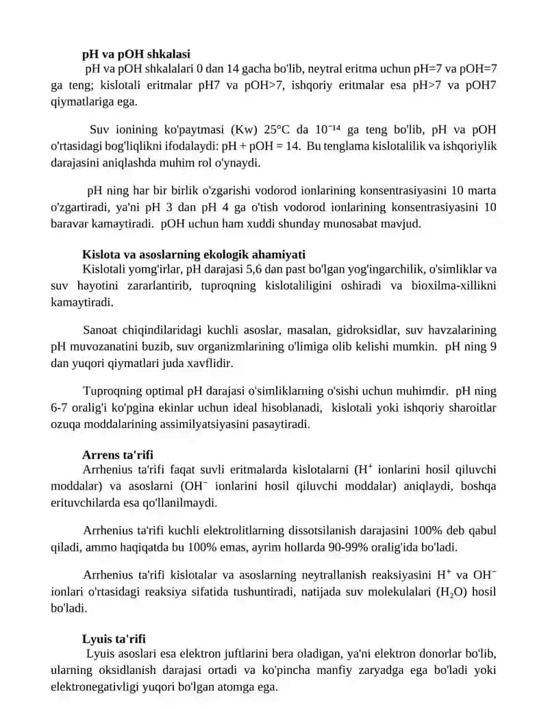 Kislota va asoslar haqidagi hozirgi tasavvurlar 2