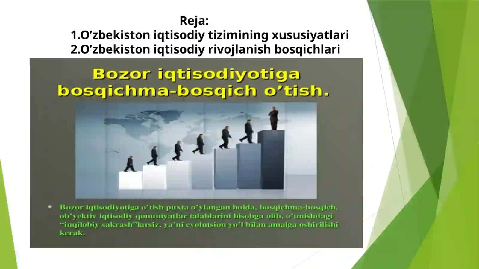 O’zbekiston iqtisodiy tizimining xususiyatlari va rivojlanish bosqichlari 2