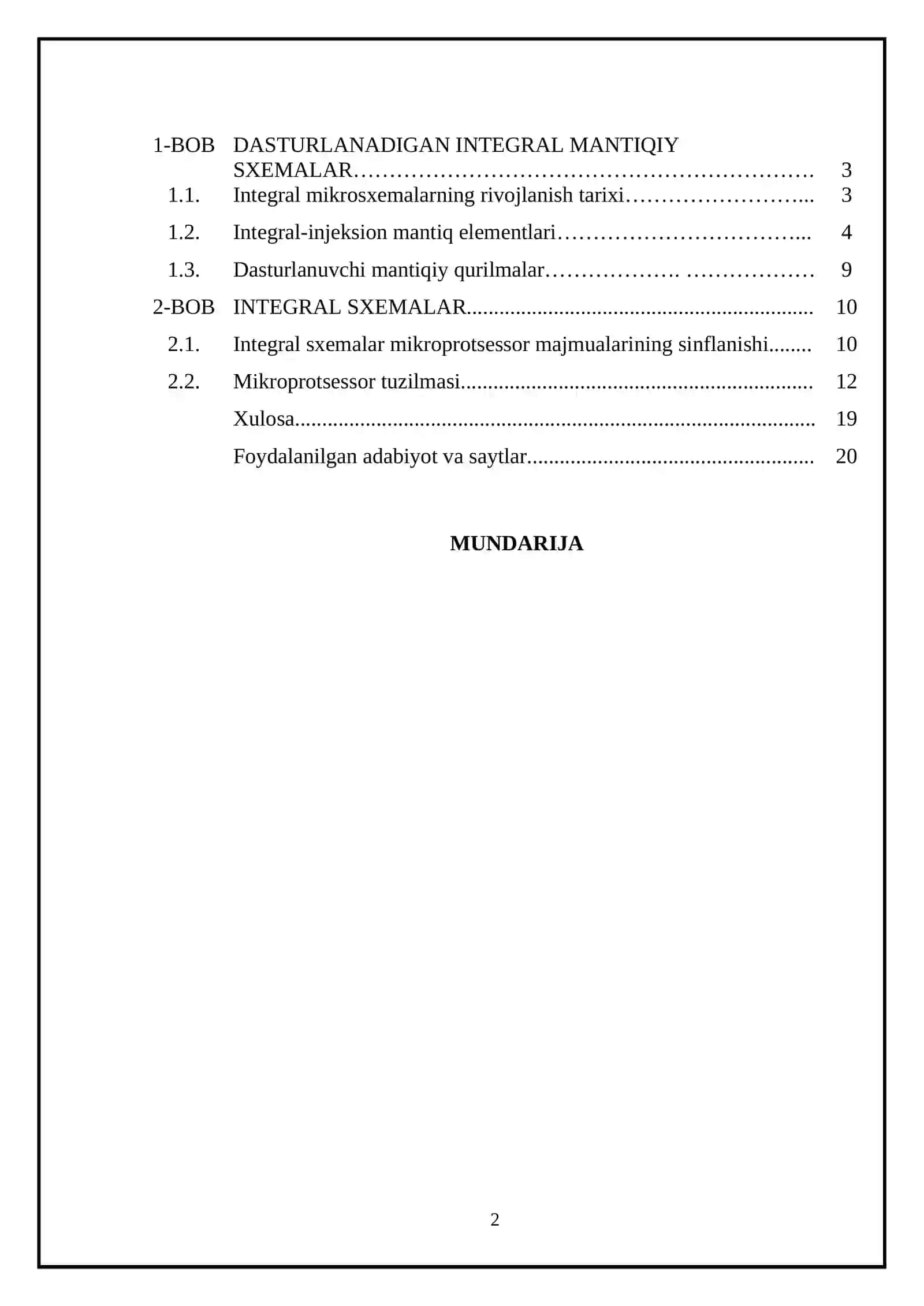 Dasturlanadigan integral mantiqiy sxemalar negizida raqamli qurilmalarini loyihalashning tizimli bosqichlari 2