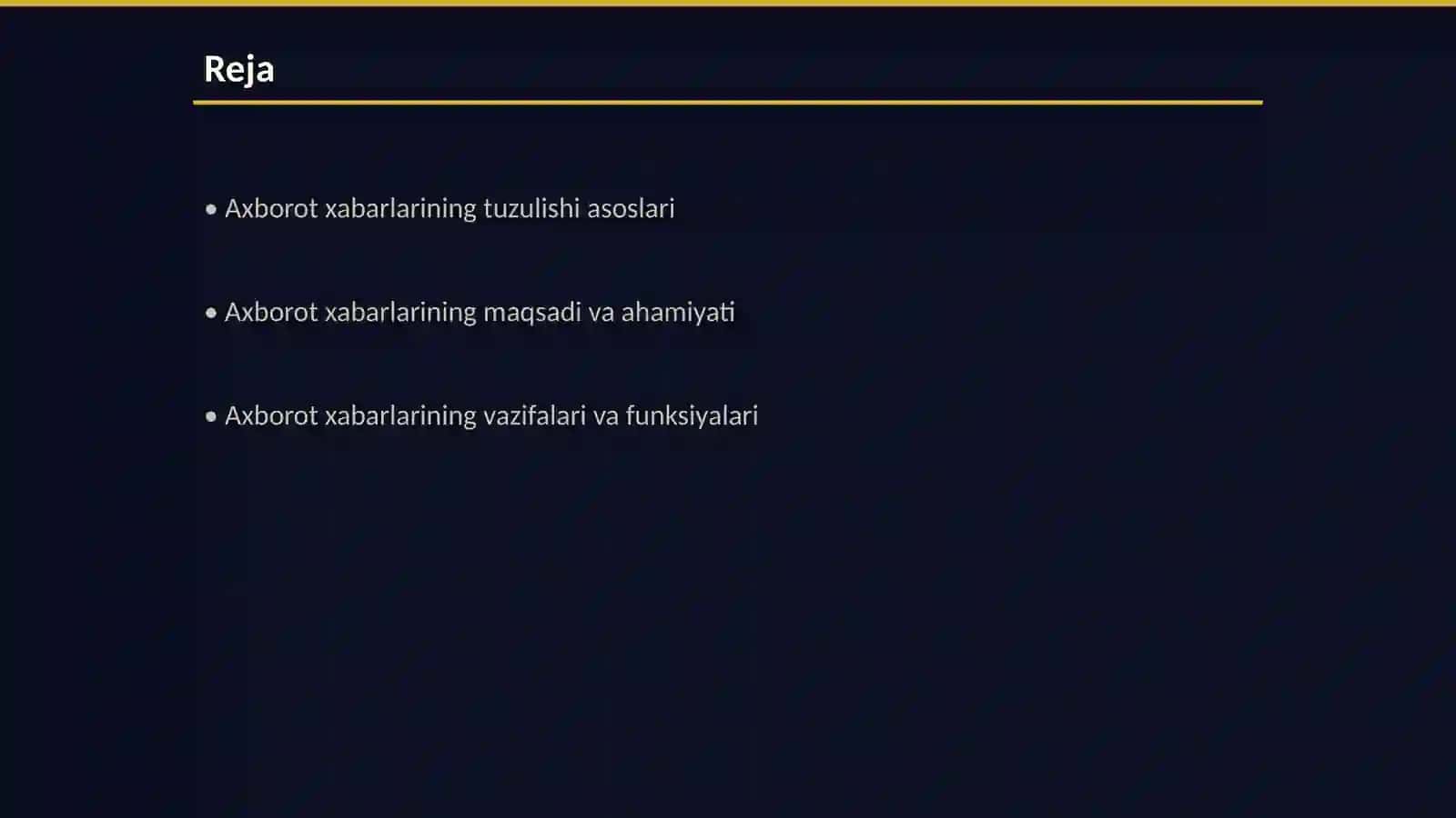 Axborot xabarlarining tuzulishi, maqsadi va vazifalari 2