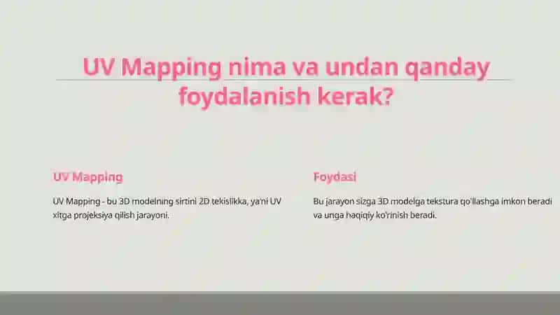 3D Max dasturida UV Mapping va Unwrapping texnikasi 2