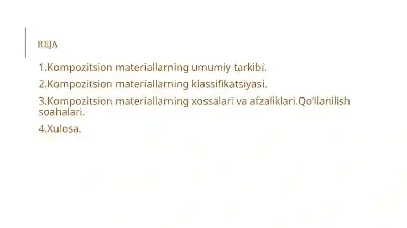 Kompozitsion materiallarning umumiy tarkibi 2