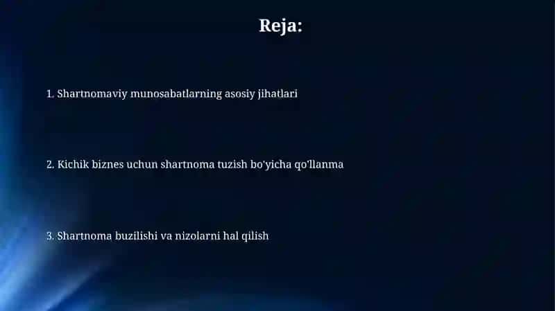 Kichikvayirikbiznesoʻrtasidagishartnomaviymunosabatlar 2