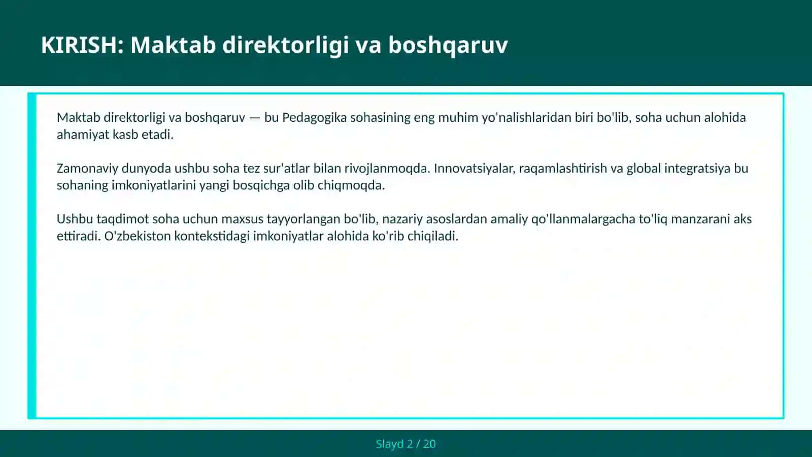 Maktab direktorligi va boshqaruv 2