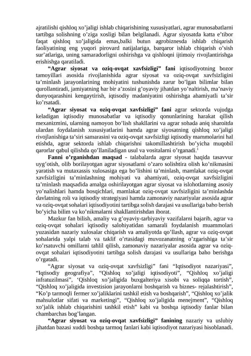 "Agrar siyosat va oziq ovqat xavfsizligi" 2