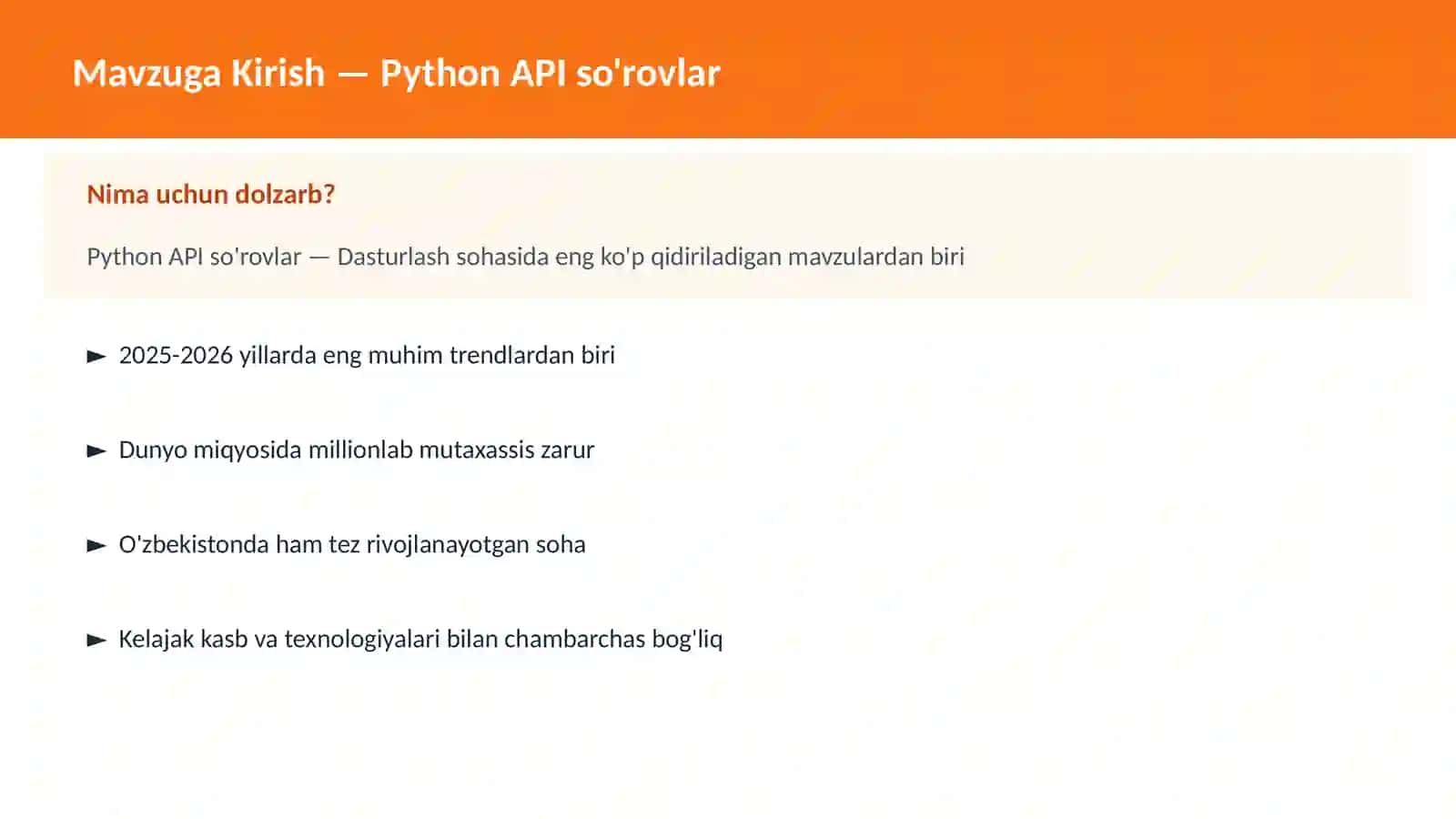 Python API so'rovlar 2