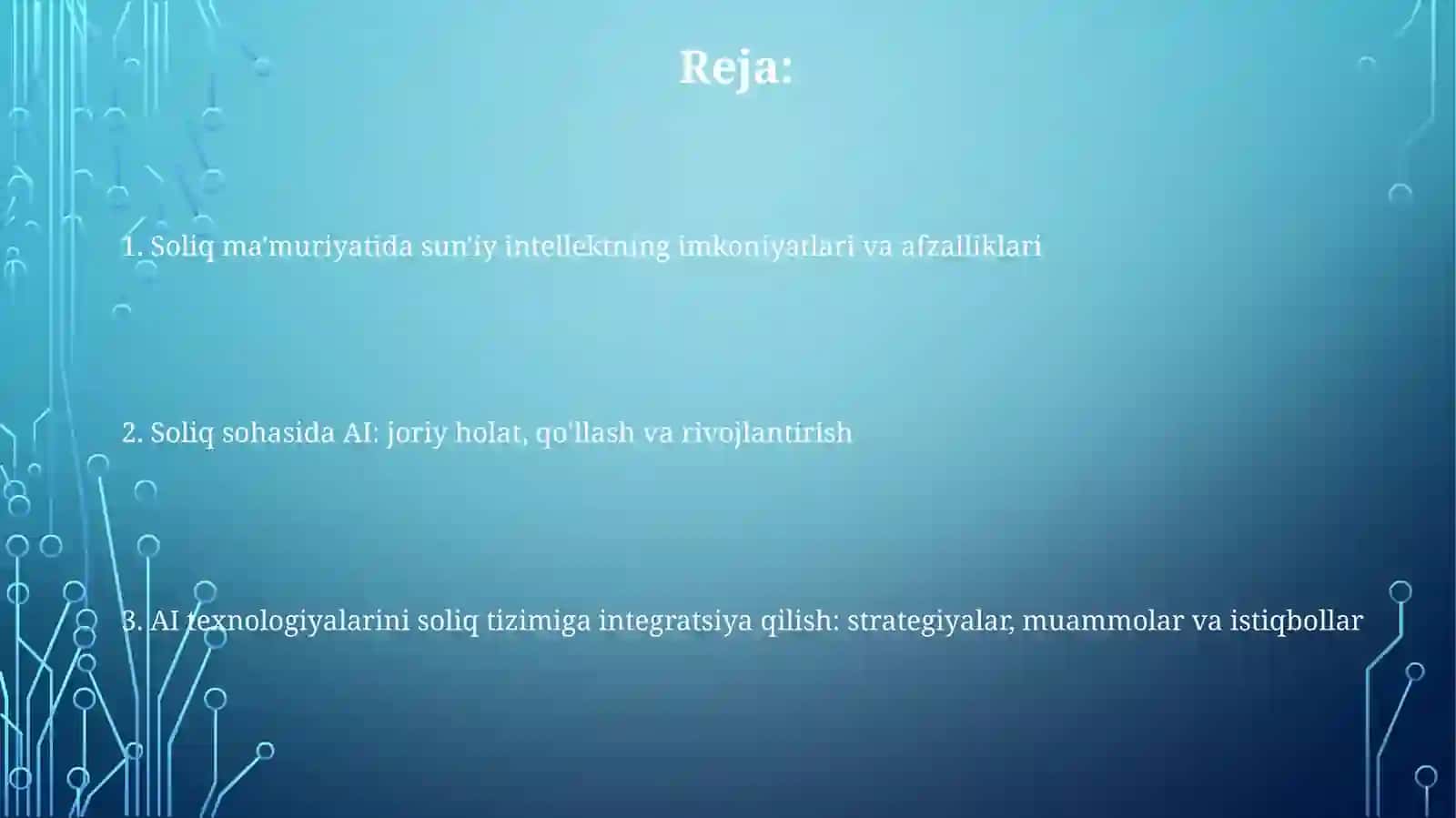 Soliq ma'muriyatida sun'iy intellekt texnologiyalaridan foydalanish imkoniyatlari 2