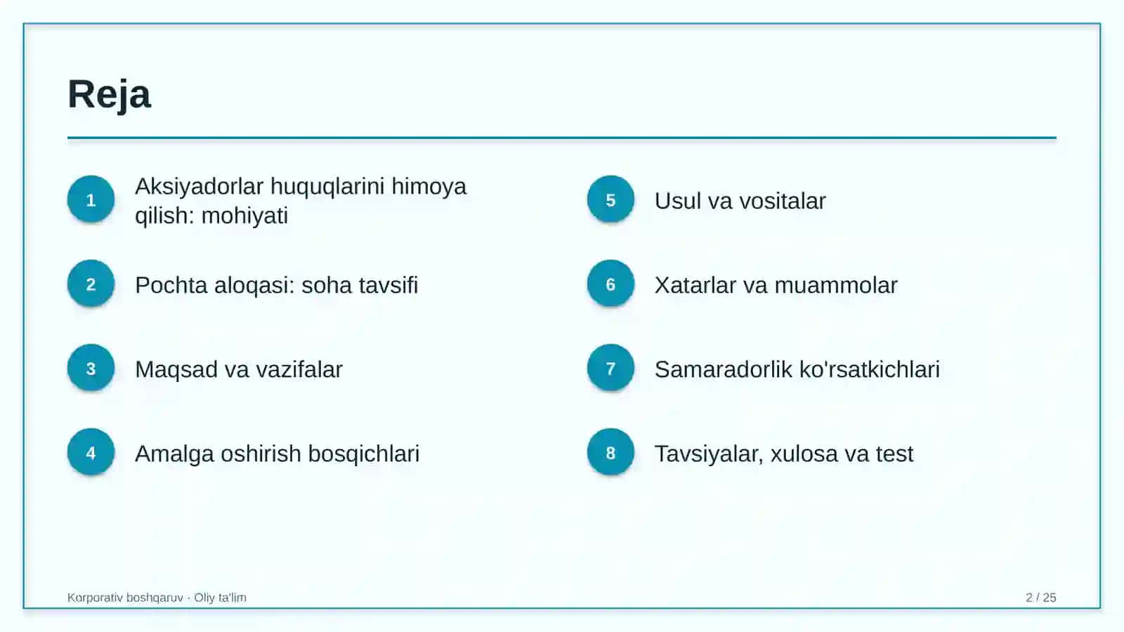 pochta aloqasida aksiyadorlar huquqlarini himoya qilish 7105 2