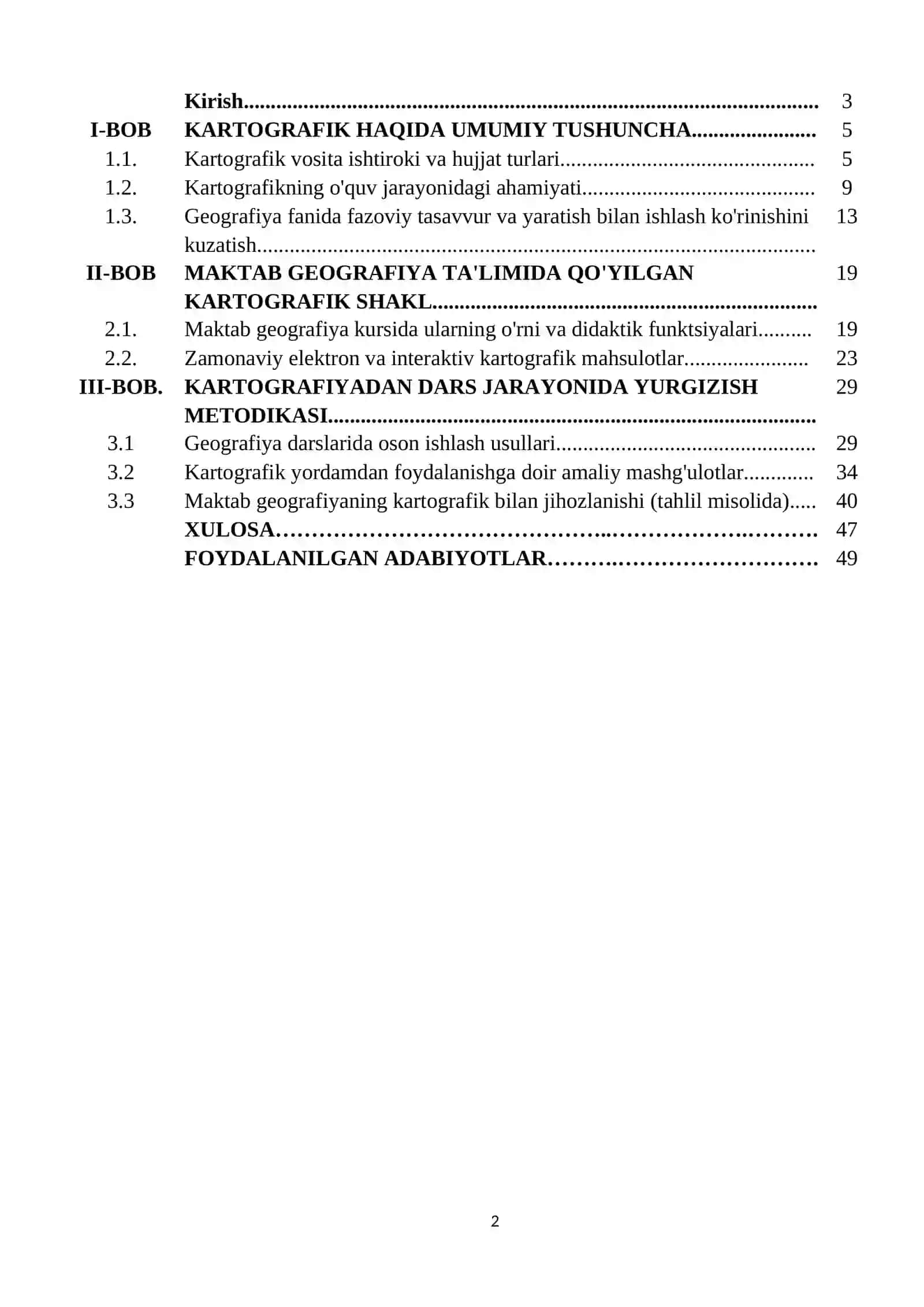 « Maktabda qo`llaniladigan kartografik vositalar » 2