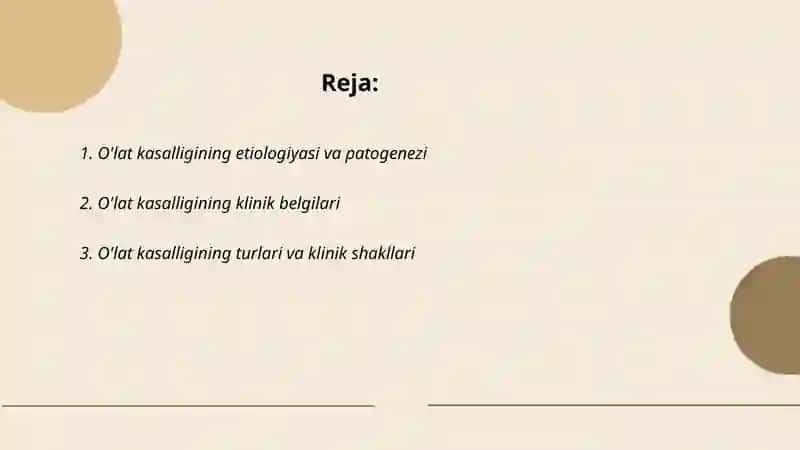 O'lat kasalligi 2