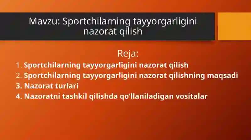 Sportchilarning tayyorgarligi 2