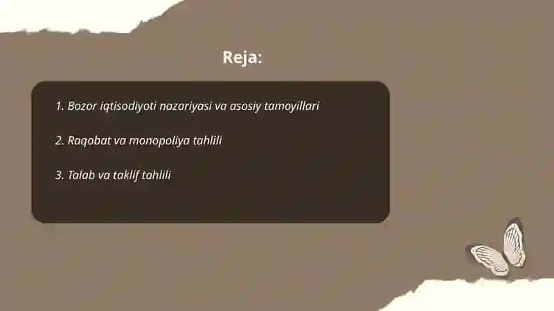 Bozor iqtisodiyoti va biznes boshqaruv tahlili 2