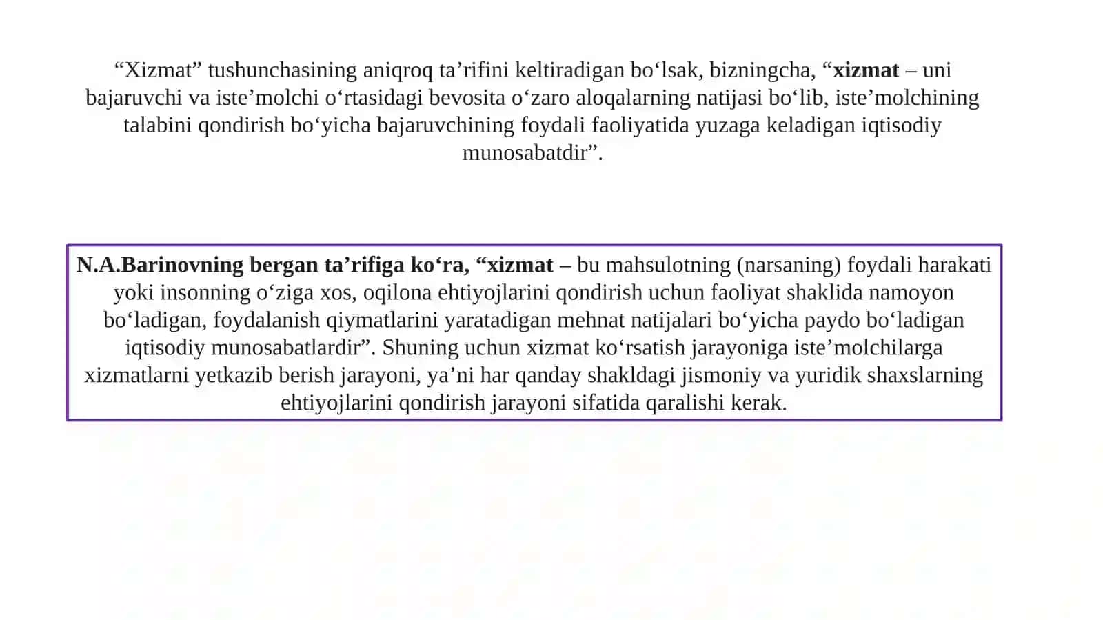 Reja: Elektron xizmatlar sifatini boshqarish 2