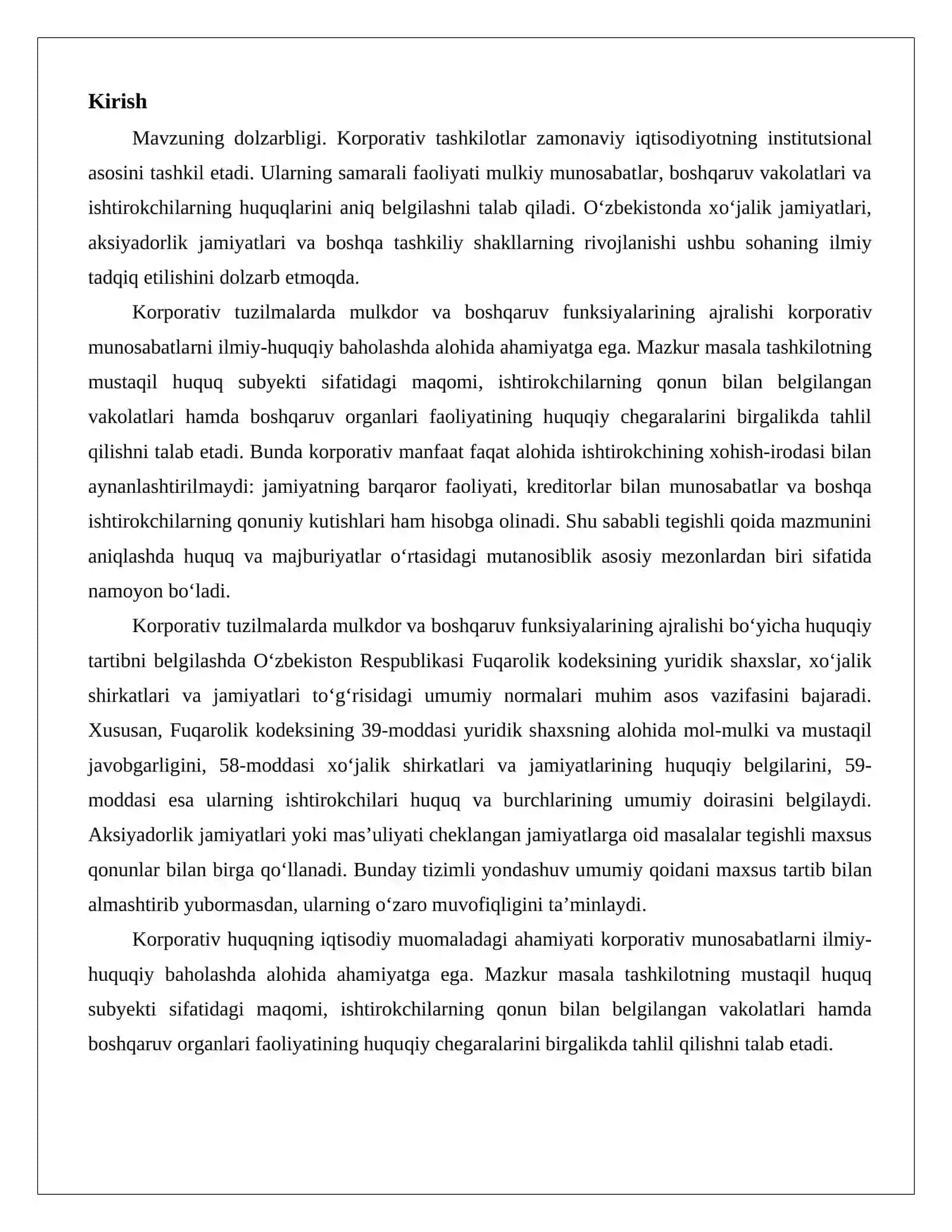 Korporativ huquqning predmeti, usuli va tizimdagi o‘rni xususiy hamda ommaviy huquq bilan aloqasi..docx 2