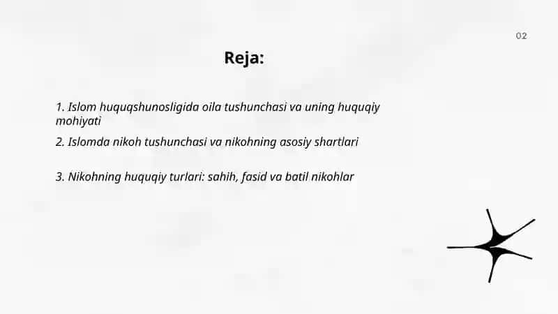 Islom huquqshunosligida oila, nikoh, taloq, idda, zihor tushunchalarini ta'riflash 2