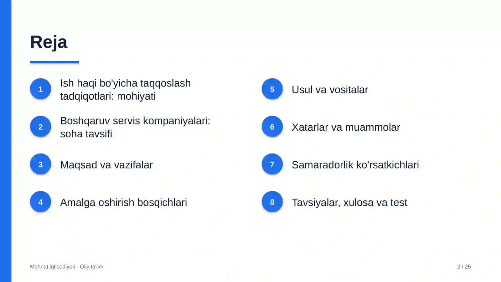 Mehnat iqtisodiyoti · Oliy ta'lim 2