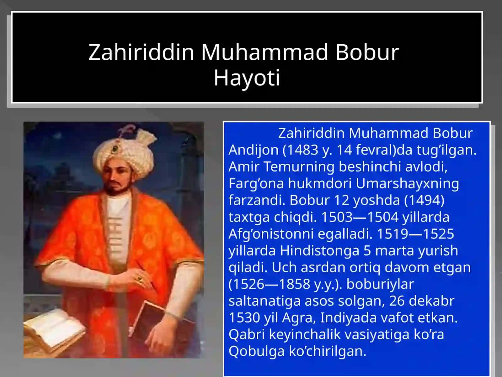 Zahiriddin Muhammad Bobur 2