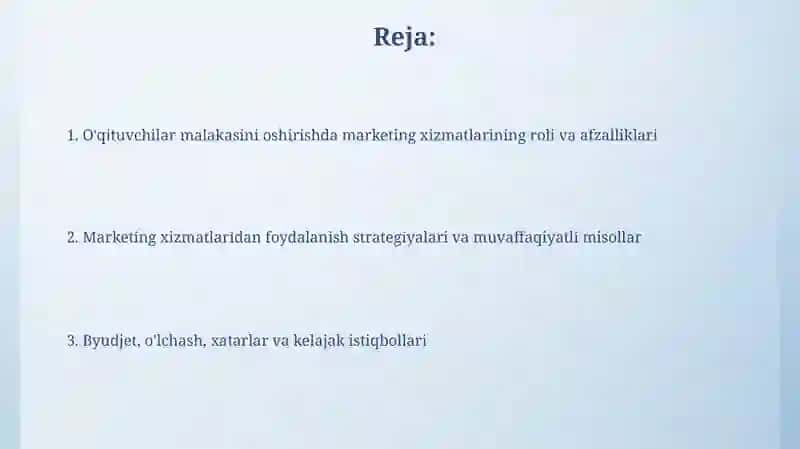 Marketing xizmati orqali pedagoglar malakasini oshirish 2