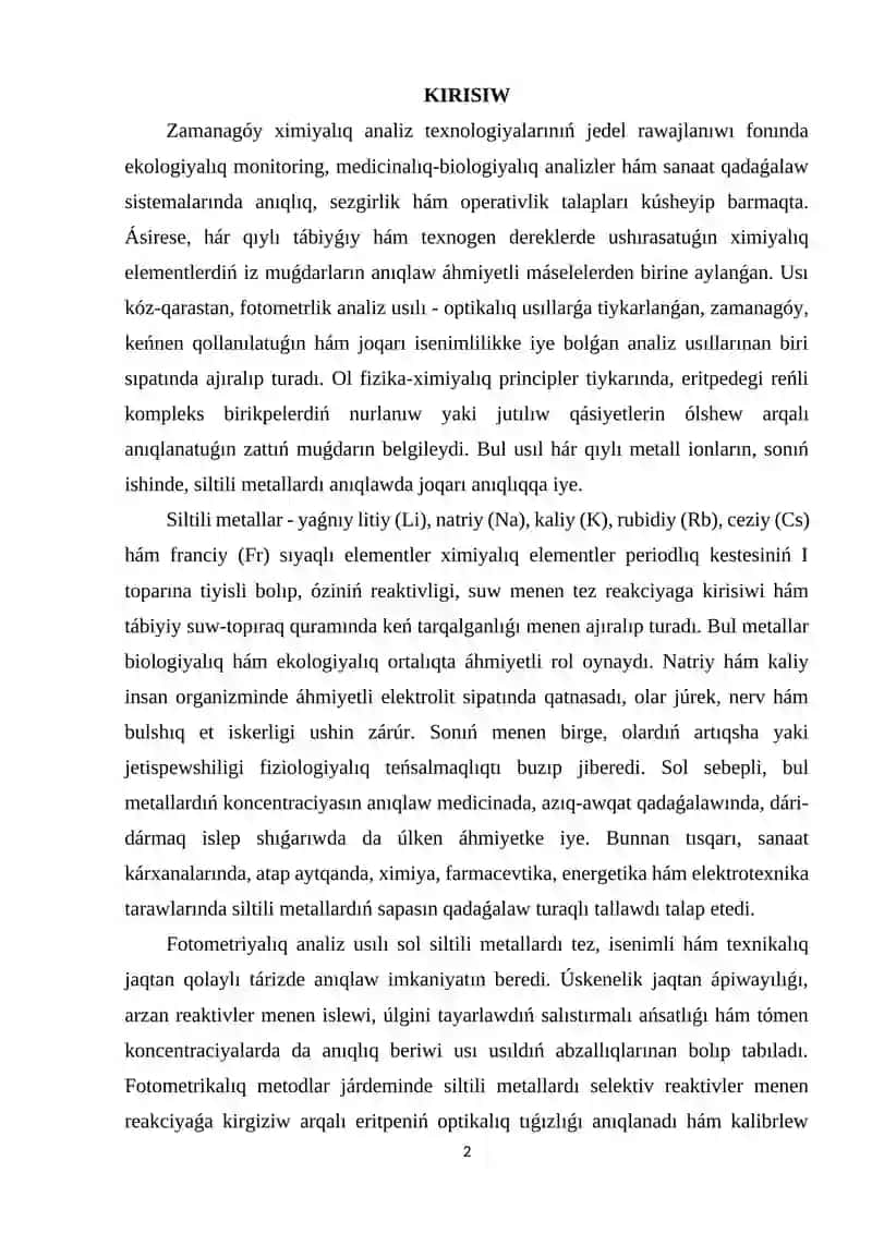 Fotometrik analiz usulida ishqoriy metallarni aniqlash 2