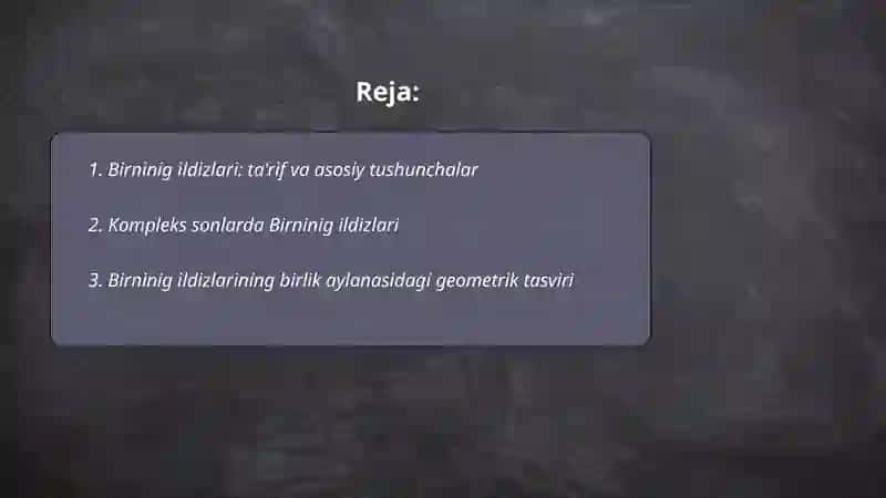 Birninig ildizlari 2