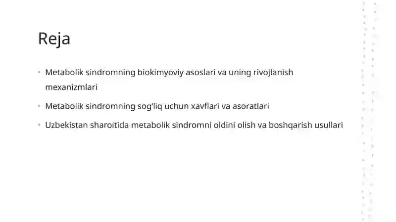 Metabolik sindrom kelib chiqishining biokimyoviy asoslari va asoratlari 2