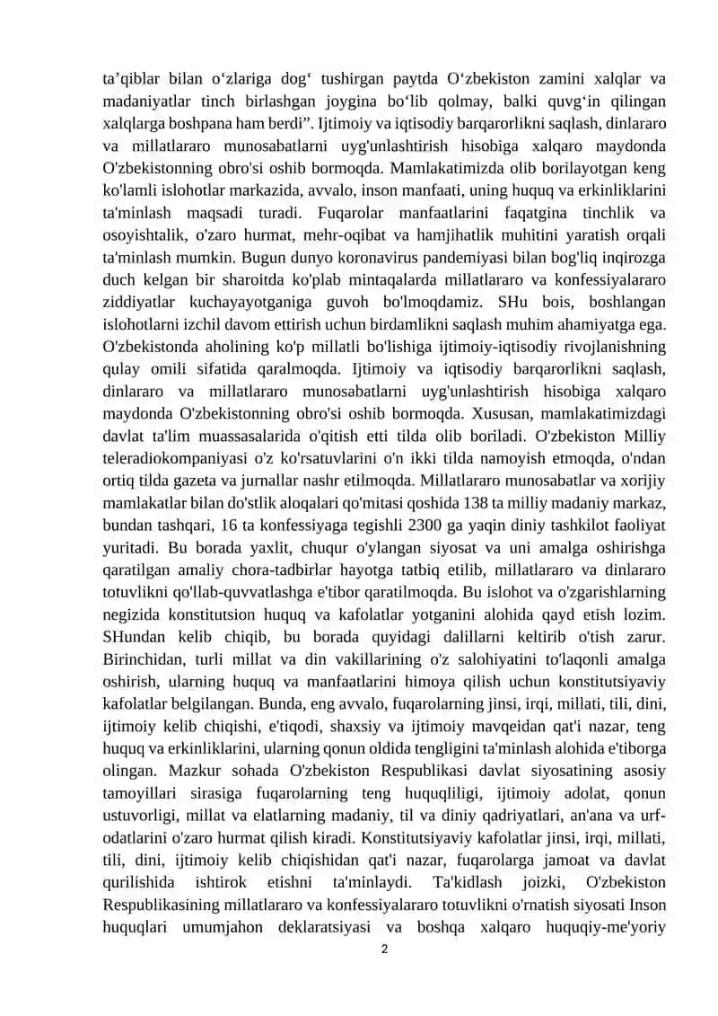 DINIY BAG‘RIKENGLIK, TOLERANTLIK XALQLAR DO‘STLIGINING MUHIM POYDEVORI 2