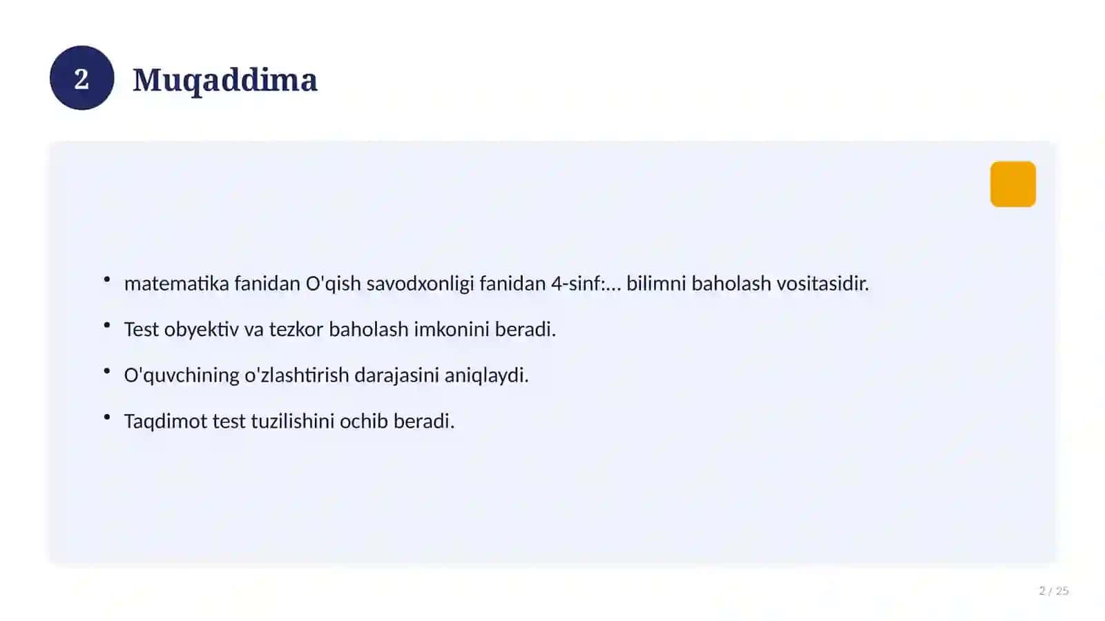O'qish savodxonligi fanidan 4-sinf: mavzulashtirilgan nazorat ishi va tahlil 2