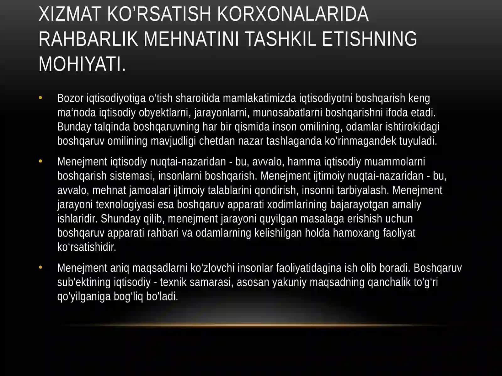 Xizmat ko’rsatish korxonalarida rahbarlik mehnati tashkilotishning nazariyasoslari 2