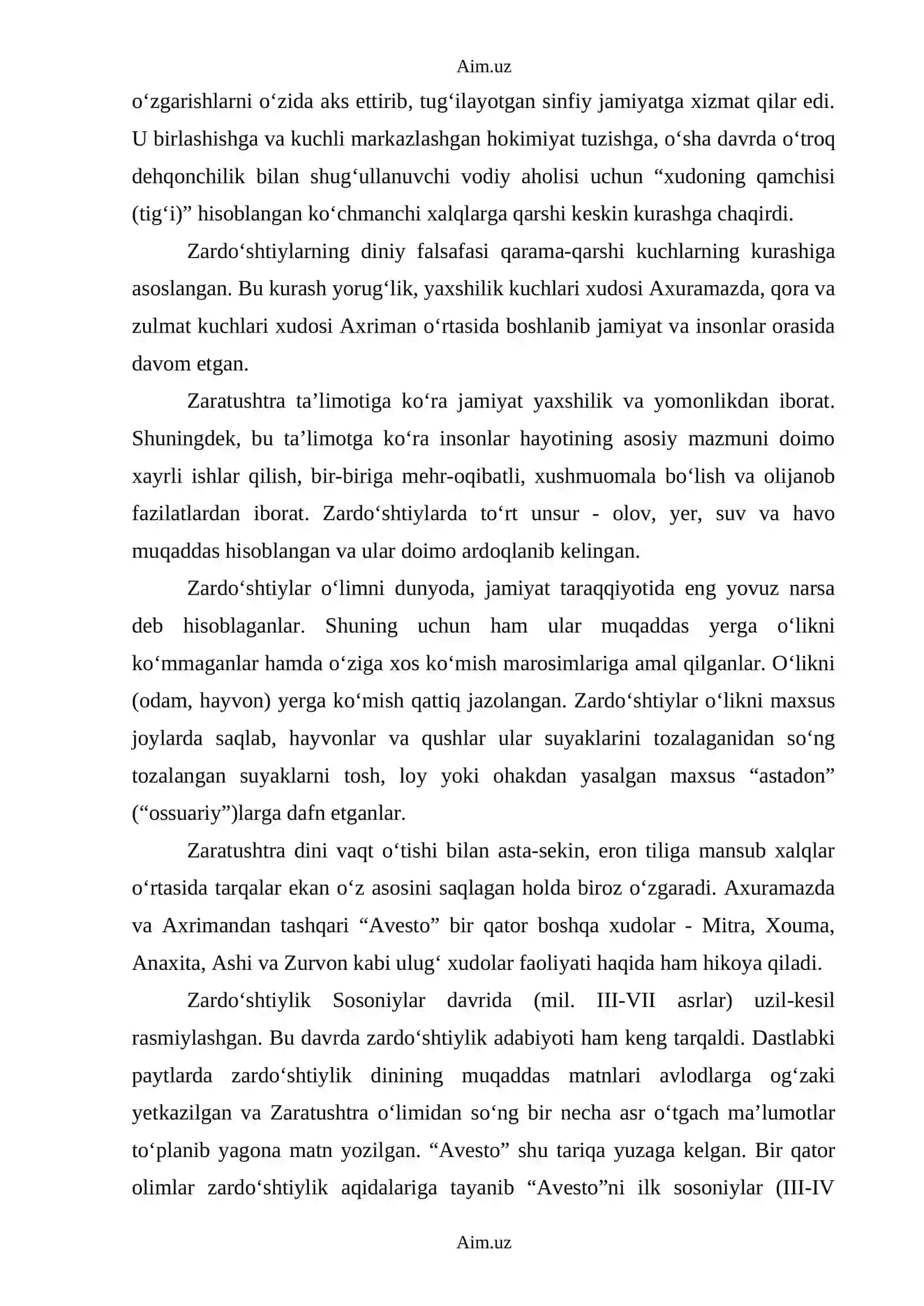 "Avesto". Madaniy hayot 2