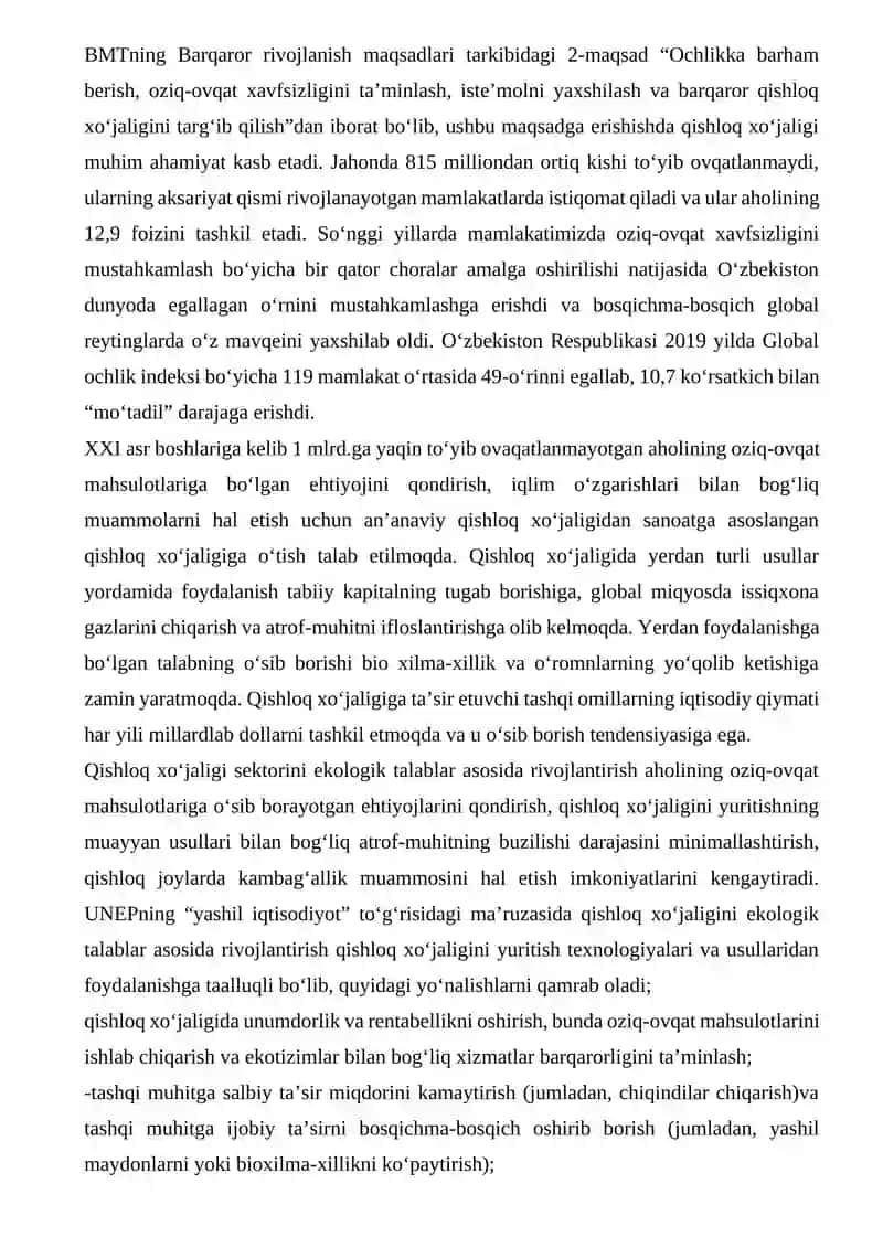Organik Qishloq Xo‘jaligini Rivojlantirish Yo‘nalishlari 2