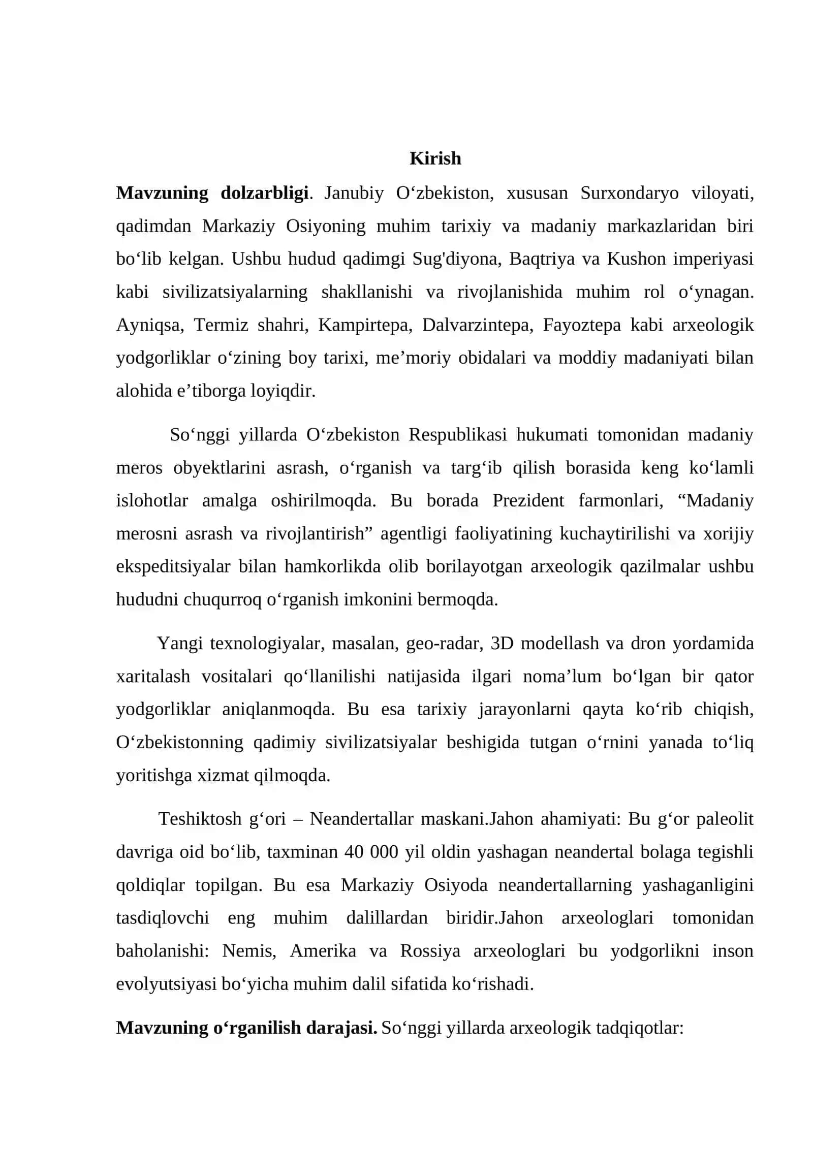Janubiy Oʻzbekistonda amalga oshirilgan arxeologik tadqiqotlar 2