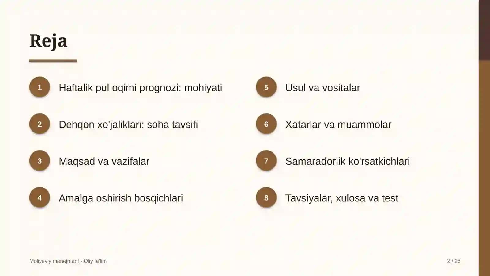 Haftalik pul oqimi prognozi: mohiyati 2