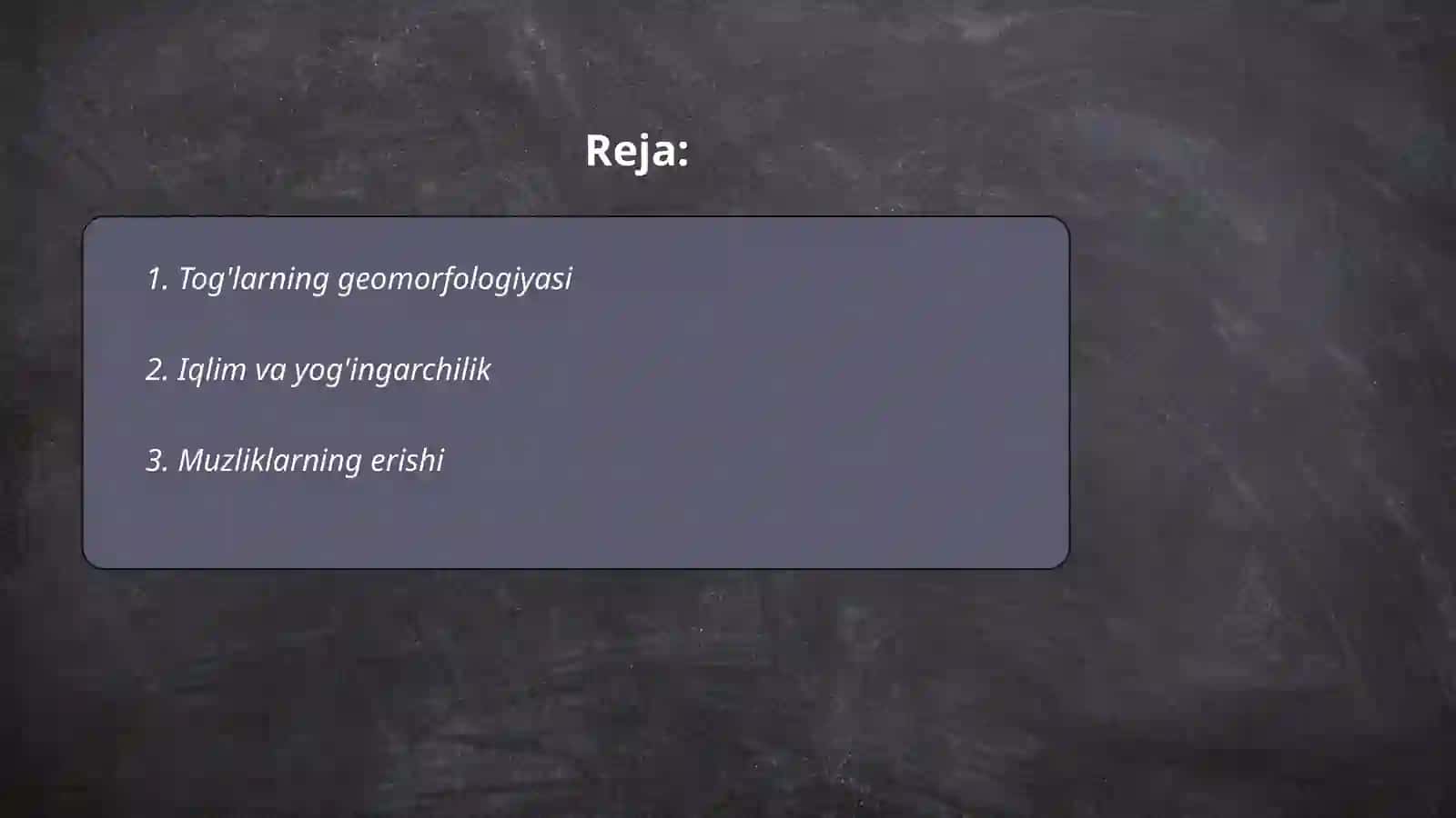 Tog'larning geomorfologiyasi 2