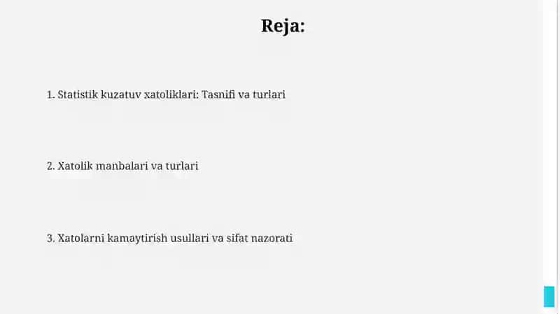 Statistik kuzatuv xatoliklari: Tasnifi va turlari 2