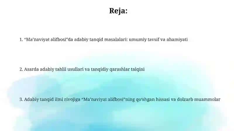 "Ma’naviyat alifbosi" 2