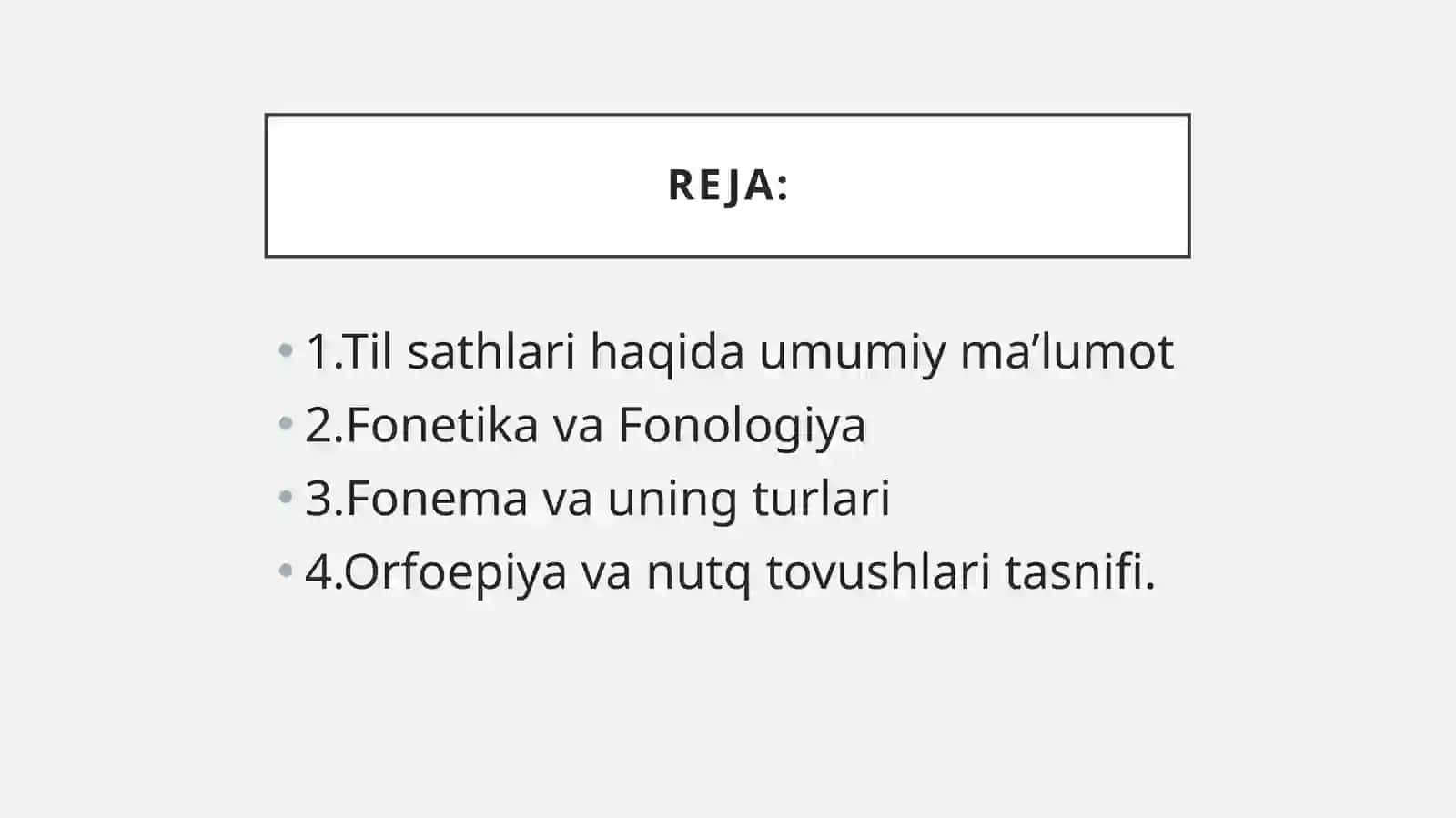 Til sathlari. Fonetika va fonologiya 2