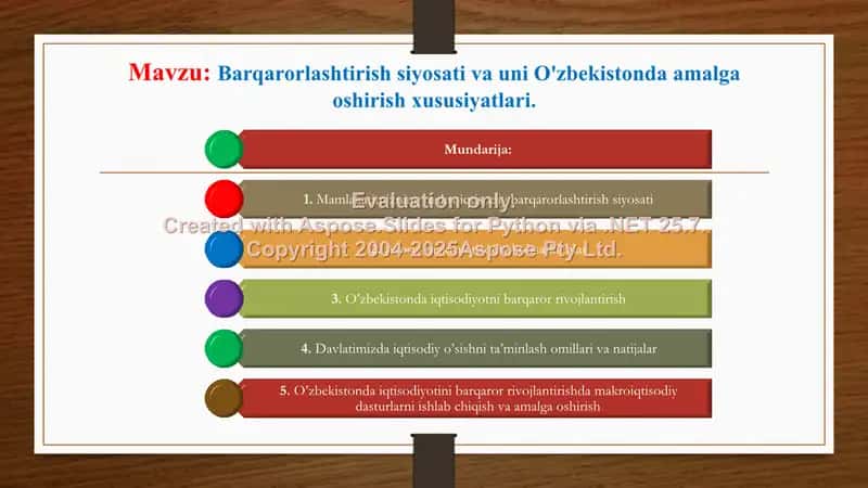 Barqarorlashtirish siyosati va uni O'zbekistonda amalga oshirish 2