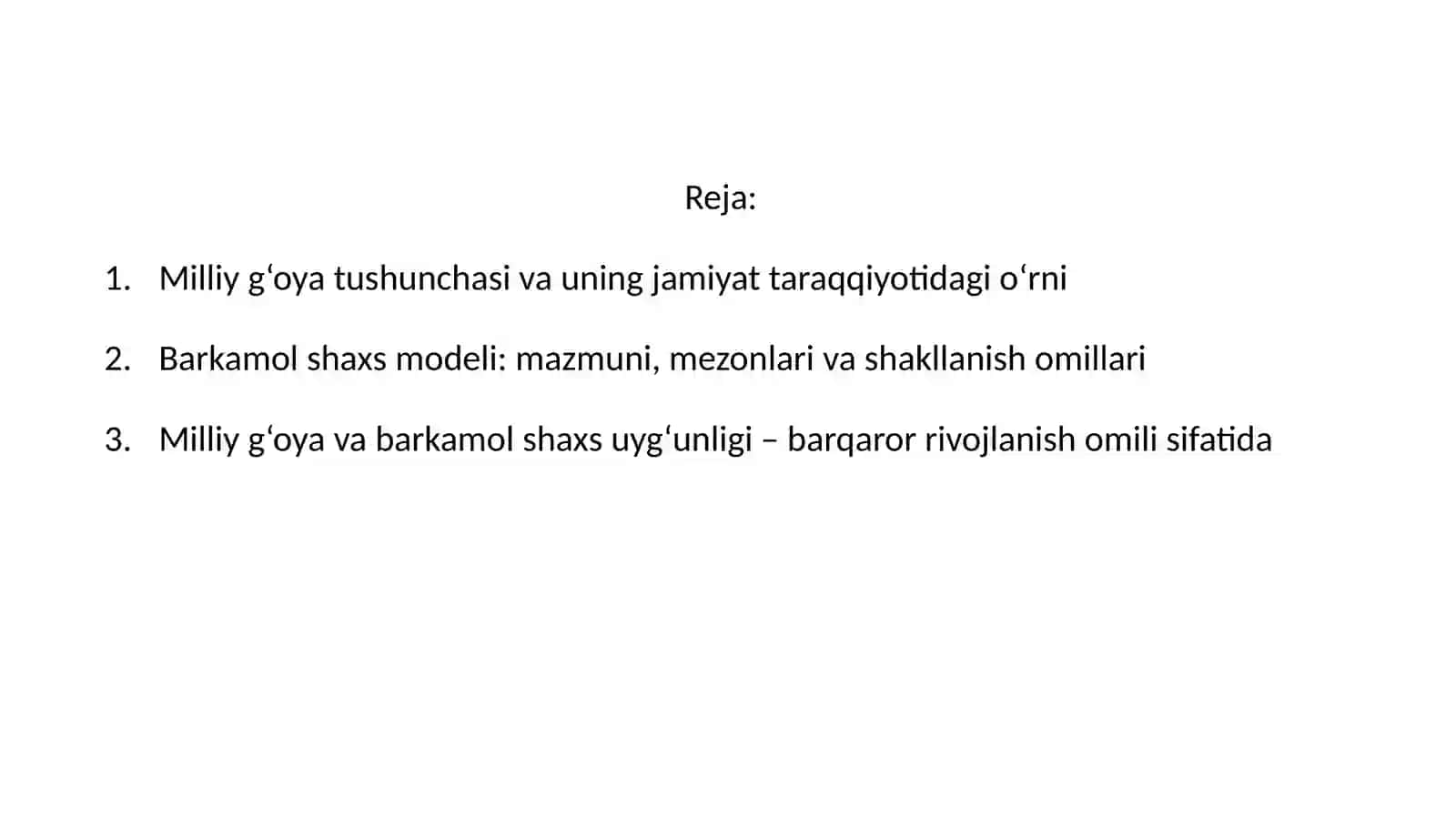 Milliy g'oya va barkamol shaxs modeli. 2