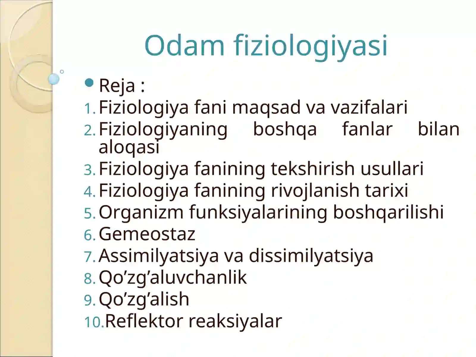 Odam fiziologiyasi fani haqida 2