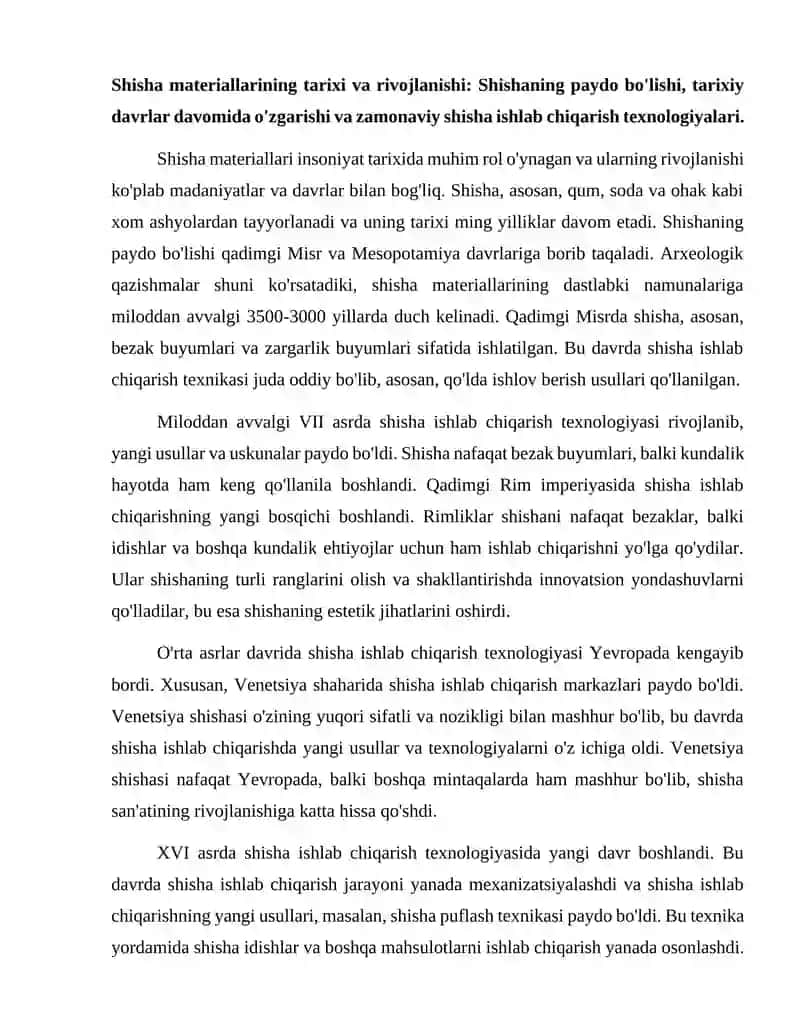 Shisha materiallari va turlari. 2