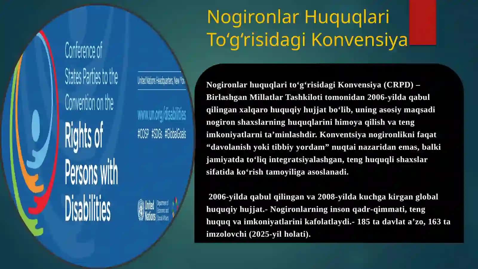 BMTning Nogironlar Huquqlari Bo‘yicha Qo‘mitasi: Vazifa va Maqsadlar 2