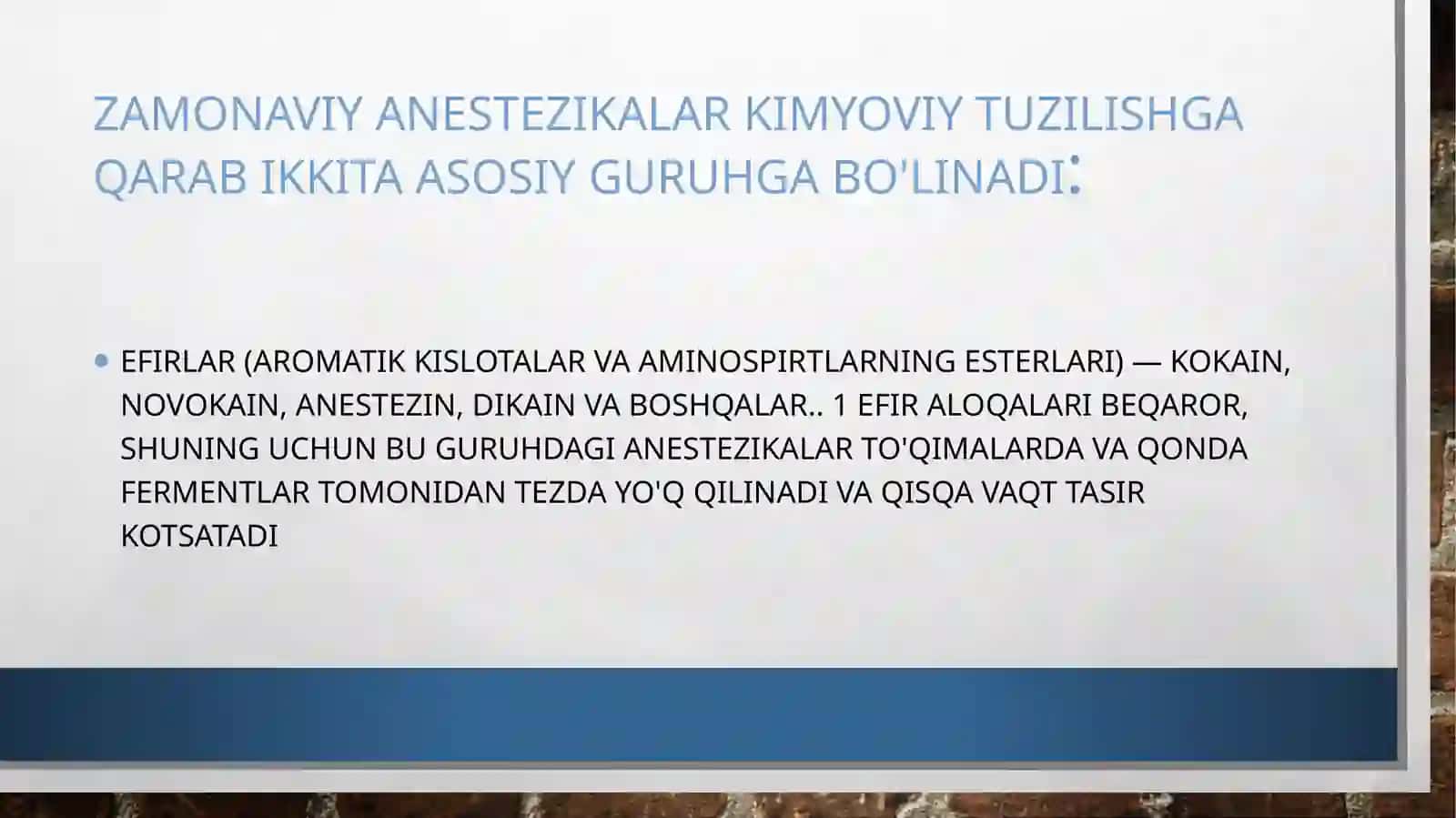 Zamonaviy og'riqsizlantiruvchi dori vositalar va ularning xarakteristikasi 2