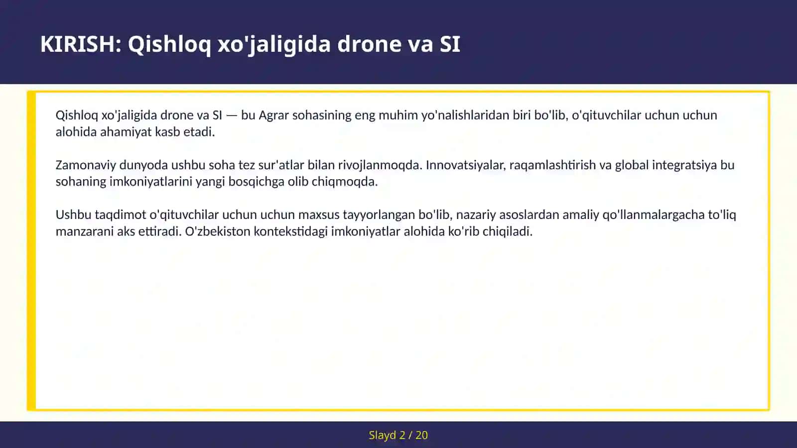 Qishloq xo'jaligida drone va SI 2