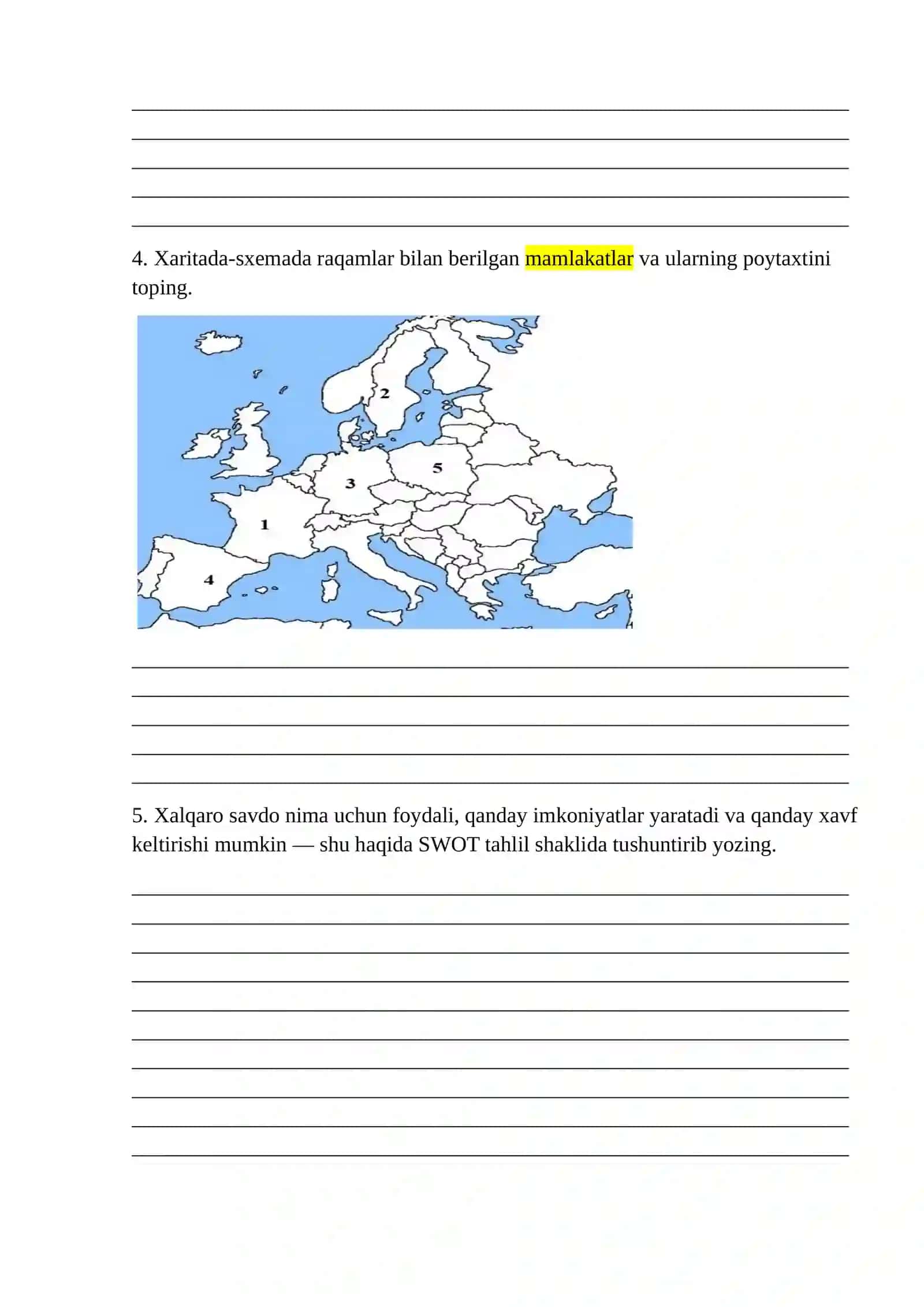 9 sinf Geografiya II chorak 2-BSB topshiriqlari 2